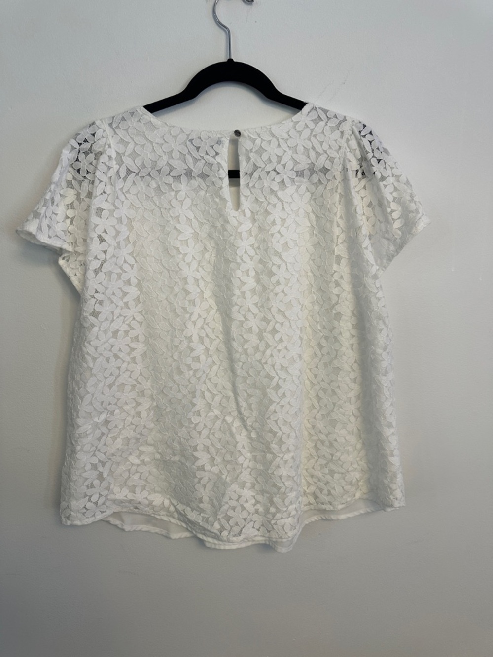 CeCe Ivory Floral Lace Short Sleeve Top - Picture 5 of 5